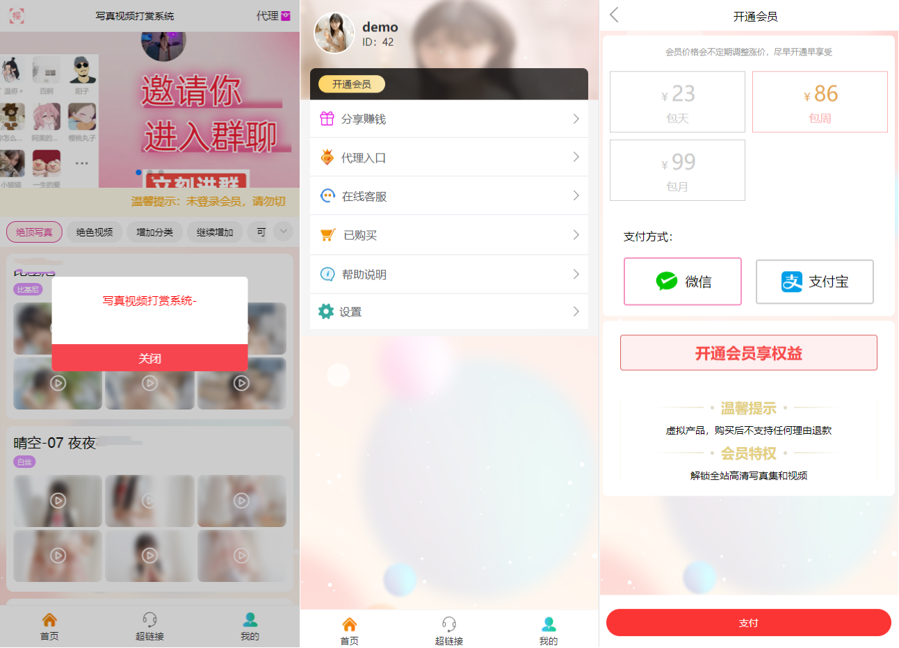 写真图片视频打赏系统源码插图展示