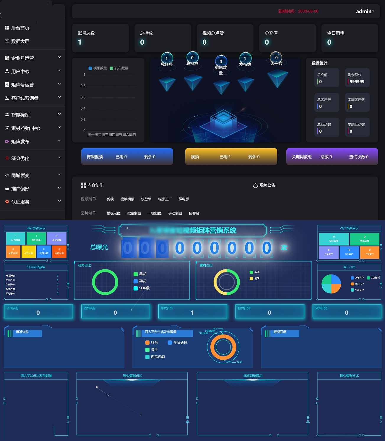 抖音矩阵云混剪系统V2.3.0功能界面展示 抖音矩阵云混剪系统V2.3.0功能界面展示